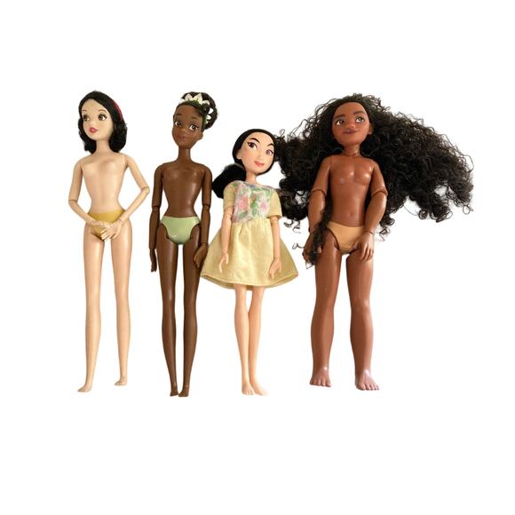 Disney Princess Dolls Lot of 4 Nude Moana Mulan Snow White Tiana - Picture 1 of 8